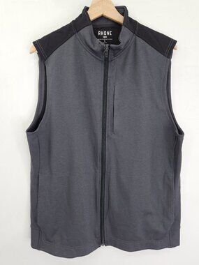 Rhone Hitch Commuter Vest Mens L Gray Full Zip Performance Pockets Stretch Train